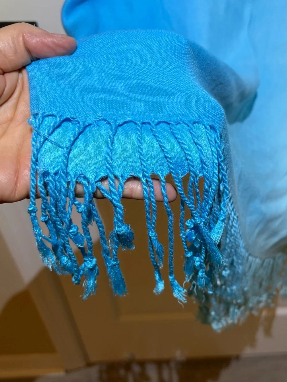 20” x 70” Light Blue Ombre Fringe Hem Women's Scarf Shawl Wrap Sarong Pareo. OS